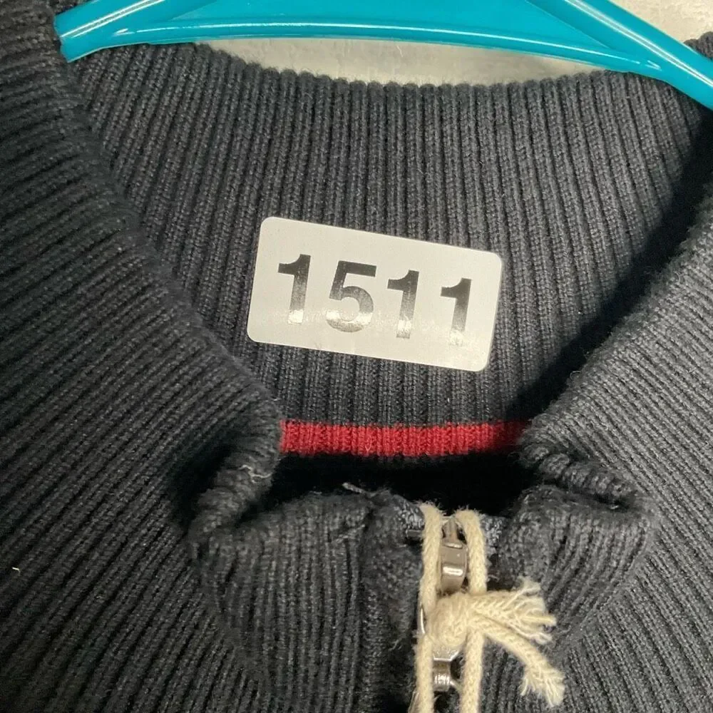 BAGIR premium Handknit Cardigan Men’s Small Zip Up Black Textured Sweater Israel